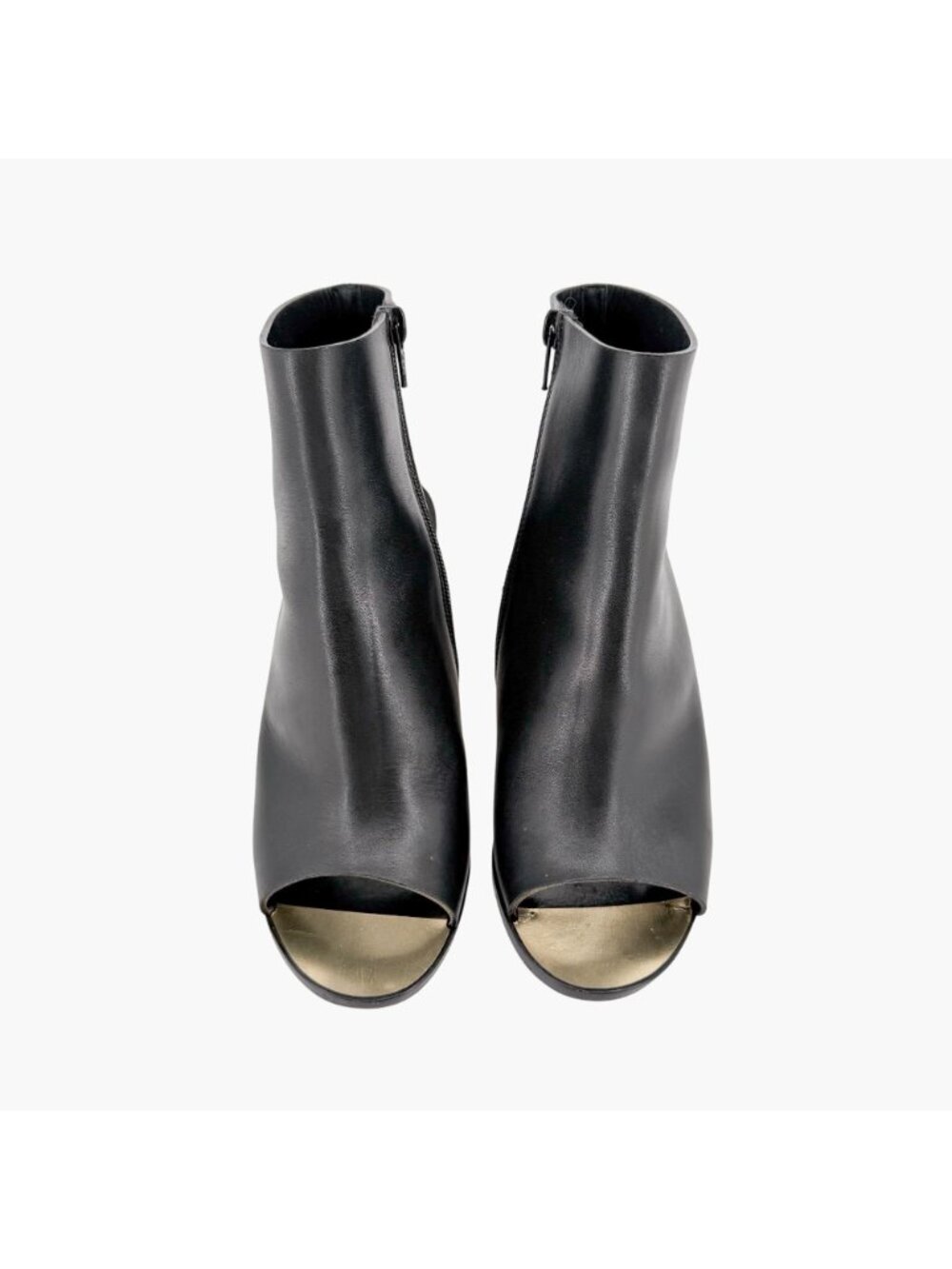 Chanel Black Leather Peep Toe CC Wedge Heel Ankle Booties Shoes Size 39 US 8–8.5 - Picture 2 of 15